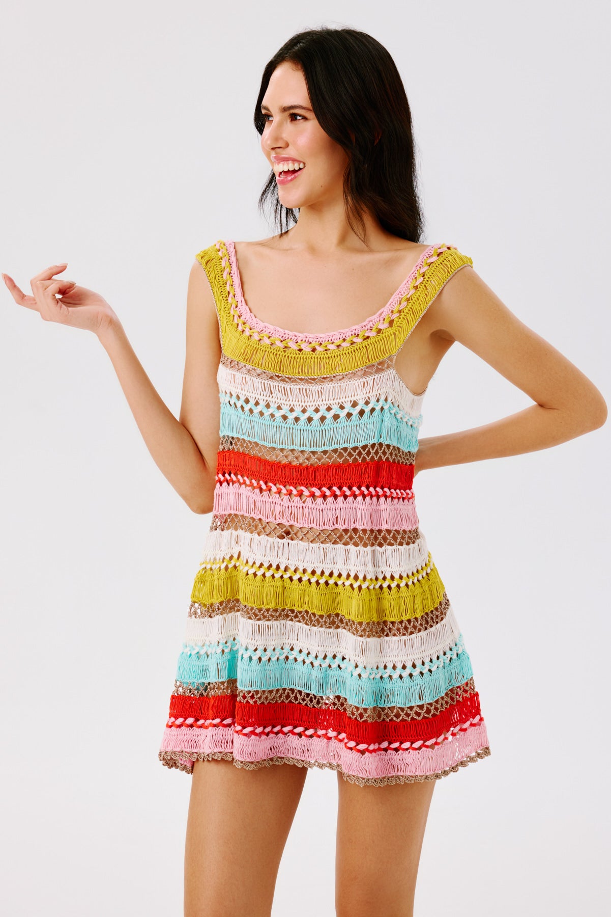 hand crocheted dress Teagan Floral Hand Crochet Midi Dress - Blue