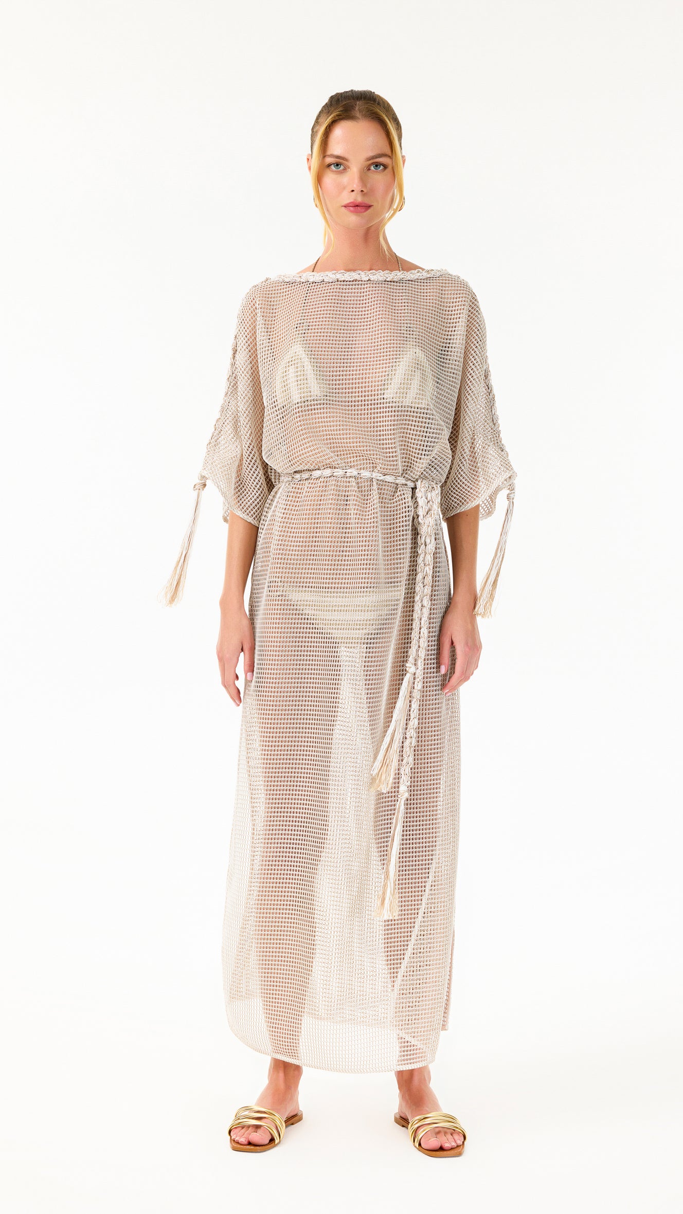 Toffee Hand-Crochet Maxi Belted Dress | Caftan | My Beachy Side