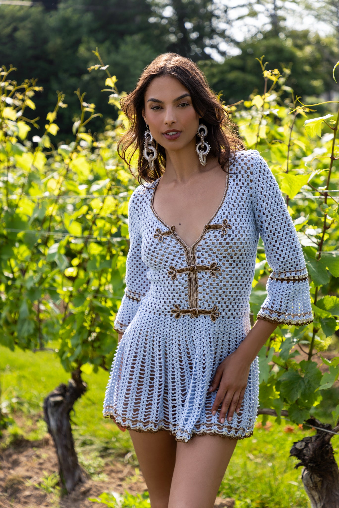 Zara Hand-Crocheted Mini Dress, BABY BLUE / Small Zara Hand-Crocheted Mini Dress, BABY BLUE / Small