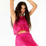 Meringue Hand-Crochet Fringed Top
