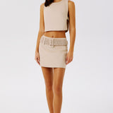 Alba Belted Denim Skirt