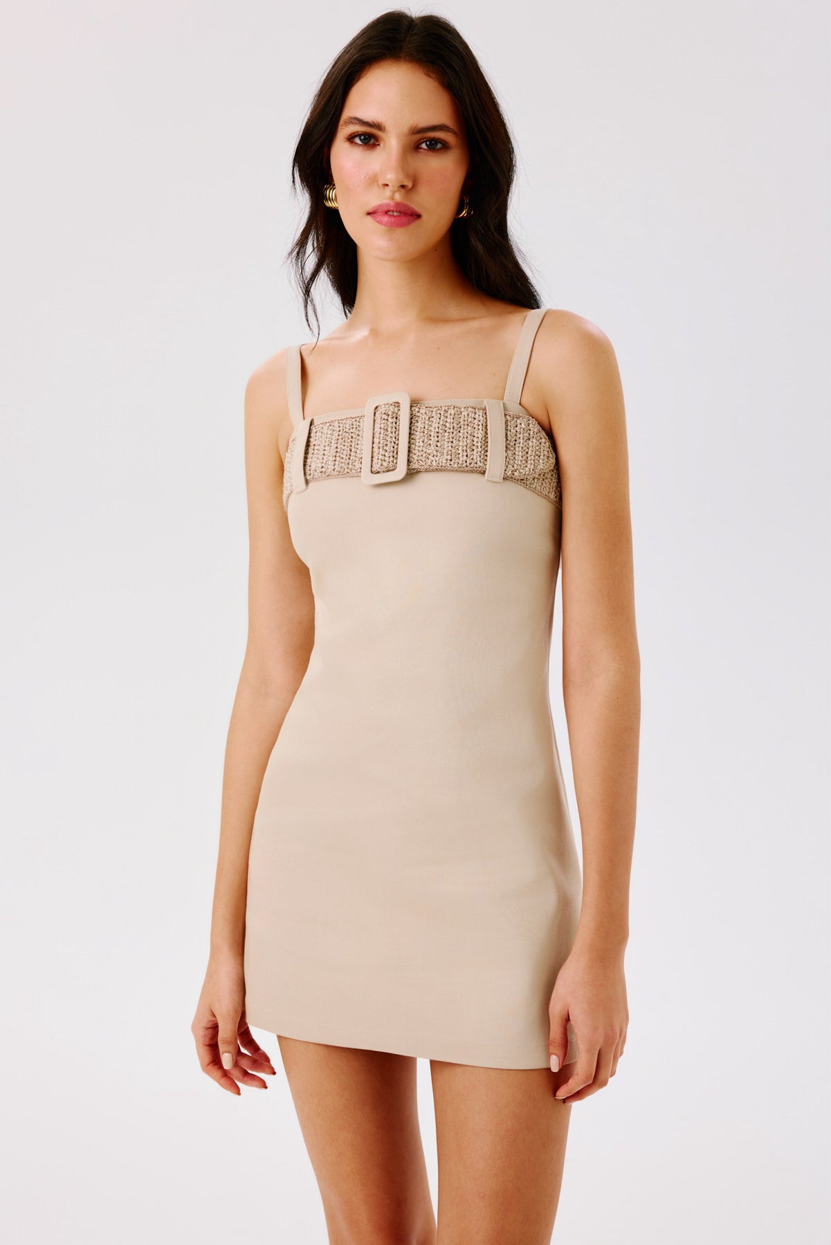 Alba Strap Denim Mini Dress, STONE / Small Alba Strap Denim Mini Dress, STONE / Small