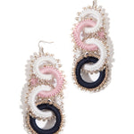 Etna Round Hand-Crocheted Earrings - Baby Pink & Navy | Earrings | My Beachy Side