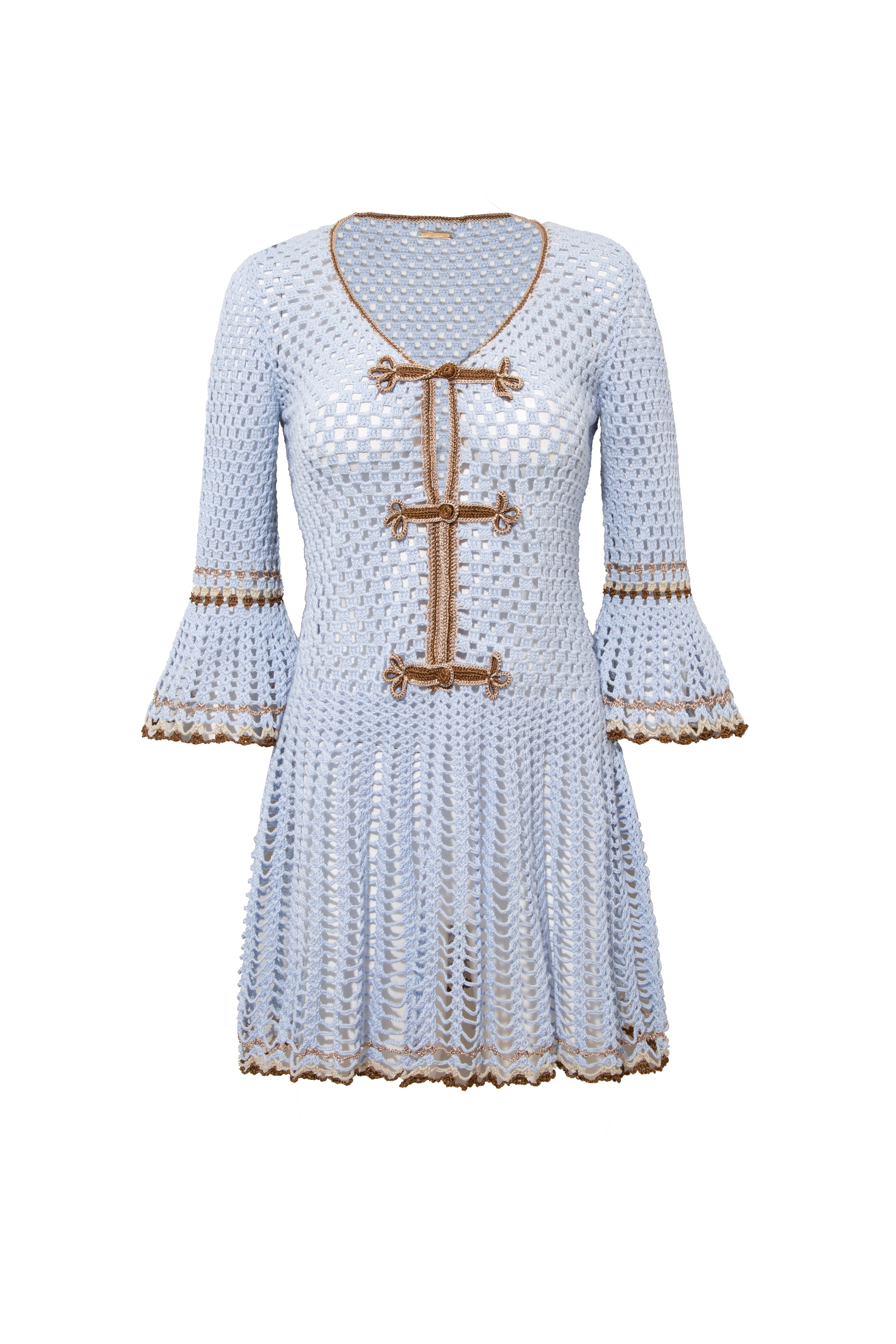 Zara Hand-Crocheted Mini Dress, BABY BLUE / Small Zara Hand-Crocheted Mini Dress, BABY BLUE / Small