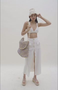 Video of White terrycloth strappy bralette