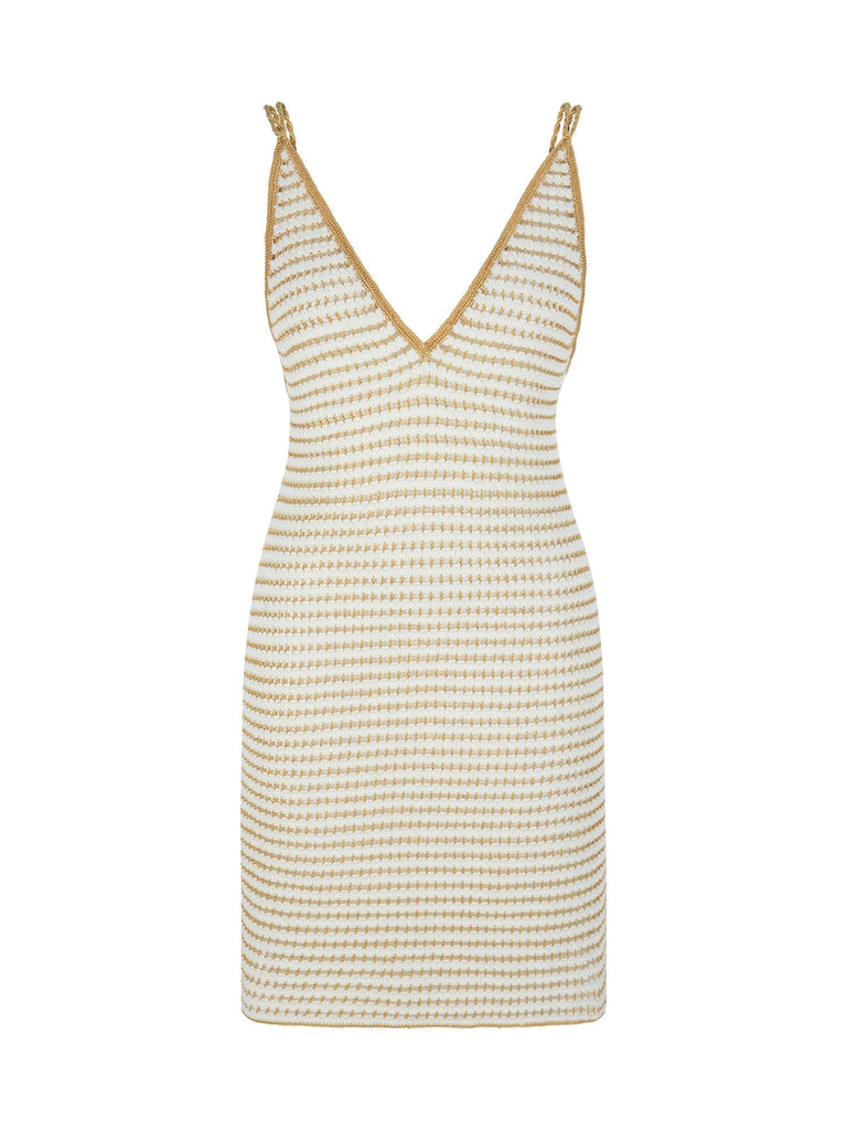 Stripe Gold Hand-Crochet Mini Dress | Women's Fashion & Outfit Ideas ...