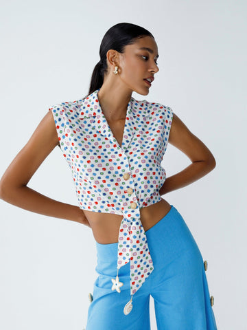 Audrey Tiefront Halter Top - Crop Top - My Beachy Side