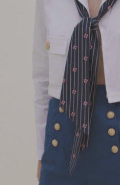 video of White cropped blazer with crochet buttons 